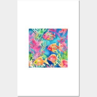 Tropical fish watercolor pattern Posters and Art